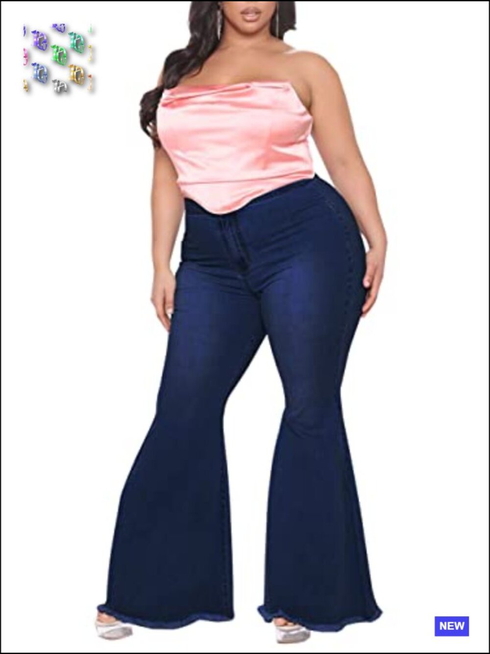 Plus Size High Waisted Bell Bottom Jeans Flare Denim Pants Stretch Y2K - Picture 4 of 4